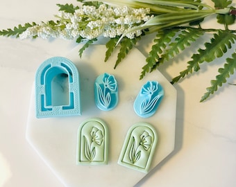Arch with Outline, Polymer Clay Stamp, Flower Stamp, Small and Large Arch Window Shape, Minimalist Clay Cutter, 3D Polymer Clay Cutter Set