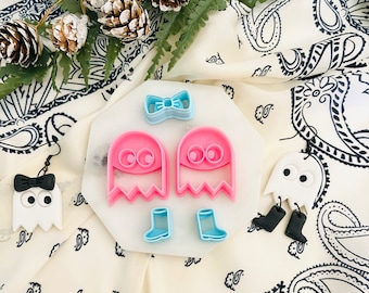 Zig Zag Ghost Polymer Clay Cutter Set, with Boots and Bow, Sold Separately or in a Set, Ghost Shape, Bow Shape, 3D Polymer Clay Cutter Set