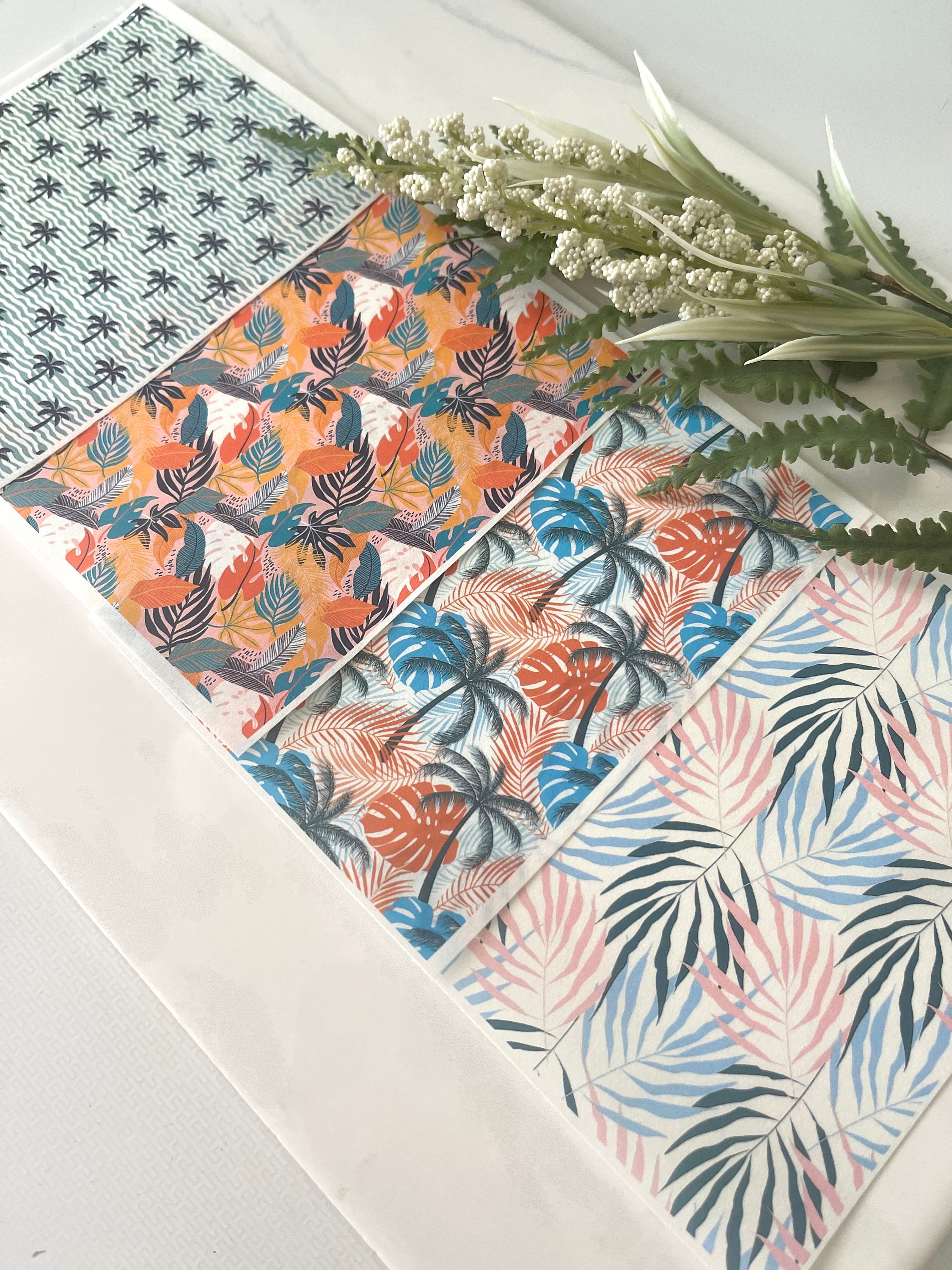 Ensemble de papier transfert en argile, feuille de palmier tropical : fournitures d'art en pâte polymère