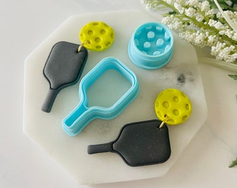 Pickle Ball Racket and Ball Shape Cutters, Clay Cutters, Racket Shape, Sports, Polymer Clay Stud, Cookie Cutter, Polymer Clay Cutter Set