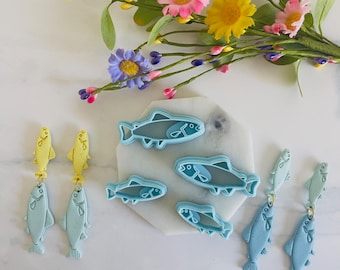 Fish Clay Cutters: Polymer Clay Earring Set with Stamp