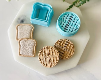 Waffle and Bread Slice Clay Cutter Set, Polymer Clay Cutter, Polymer Clay Stud, Cookie Cutter, Food Shape Cutters,3D Polymer Clay Cutter Set