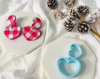 Heart Shape Clay Cutter Set: Polymer Clay Stud, Dangle Earring