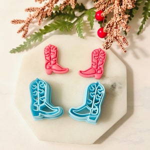 Heart Boots, Polymer Clay Cutter, Boot Silhouette, Cowboy Boots, South Western, Western, Cowgirl, Retro, Clay Mold, 3D Clay Cutter Set