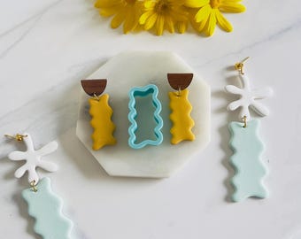 Squiggle Crinkle Clay Cutter Set: Polymer Clay Earring Molds