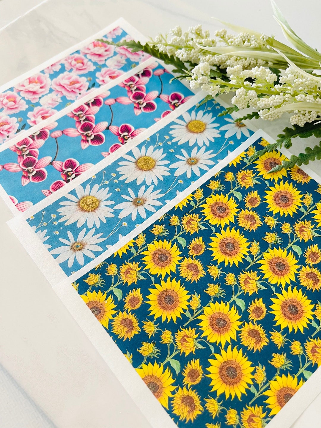 Clay Transfer Paper, Vibrant Flowers, Floral Transfer Paper Set
