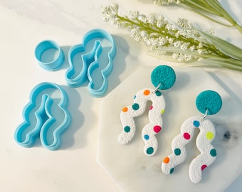 Large Squiggle Arch Shape, U Shape Clay Cutter, Circle Stud, Clay Mold Set, Abstract Shape, Cookie Cutter, 3D Polymer Clay Cutter Set