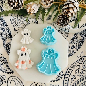 Set di fantasmi da cowboy, stampini per argilla, sagoma di fantasma, forma di fantasma, stampini di fantasma, Halloween, perno di argilla polimerica, set di stampini di argilla polimerica 3D