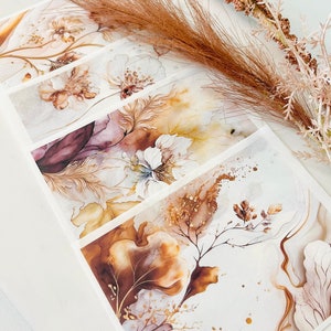 Carta da trasferimento in argilla, set di acquerelli floreali astratti, set di carta da trasferimento floreale, retrò, boho, set di fiori, argilla polimerica, forniture artistiche