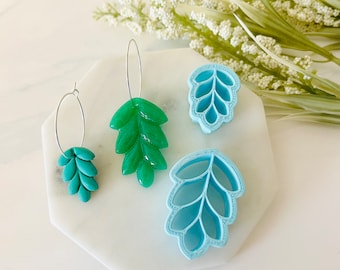 Polymer Clay Cutter, Leaf Pendant with Imprint, Clay Cutter Set, Small and Large Leaf Set, Clay Mold, Plant Shape,Polymer Clay Cutter Set