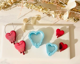 Melting Heart Clay Cutter Set: Polymer Clay Earring Mold