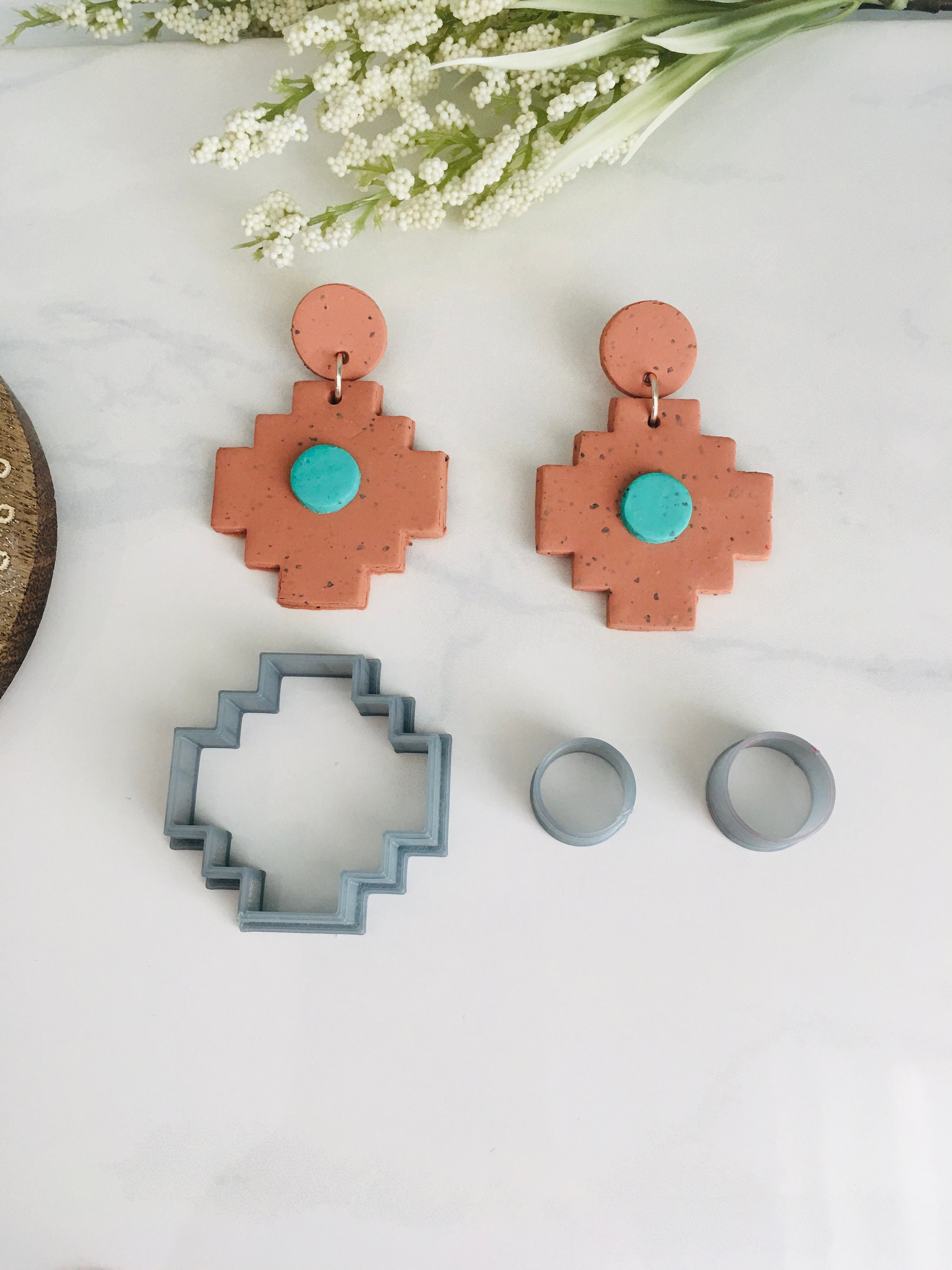 Aztec Shape Clay Cutter, Inca Cross Shape Pendant, Cookie Cutter, Geo…