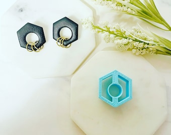 Hexagon Donut Polymer Clay Cutter: Minimalist Earring Mold