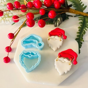 Santa Hat & Beard Clay Cutter Set: Holiday Earring Molds