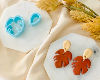 Palm Leaf Clay Cutter Set: Tropical Earring Mold - Polymer Clay Supplies