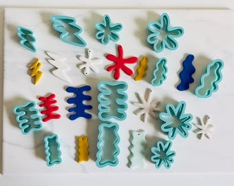 Squiggle Clay Cutter Set: Retro Statement Earring Molds