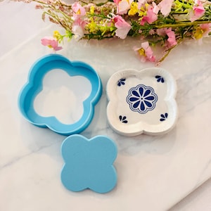 Mini Trinket Dish Cutter Set | Quatrefoil Clover Shape| Clay Tool | Jewelry Dish DIY | Small Dish Mold