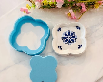 Mini Trinket Dish Cutter Set | Quatrefoil Clover Shape| Clay Tool | Jewelry Dish DIY | Small Dish Mold