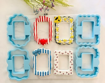 Frame Clay Cutters | Polymer Clay Photo Frame Cutter Set | Mini Instax Frame Mold | Air Dry & Ceramic Clay Tool