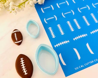 American Football Laces Silkscreen and Clay Cutter Set for Polymer Clay Crafts