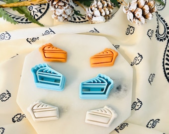 Juego de cortadores de arcilla con forma de rebanada de pastel: aretes de arcilla polimérica