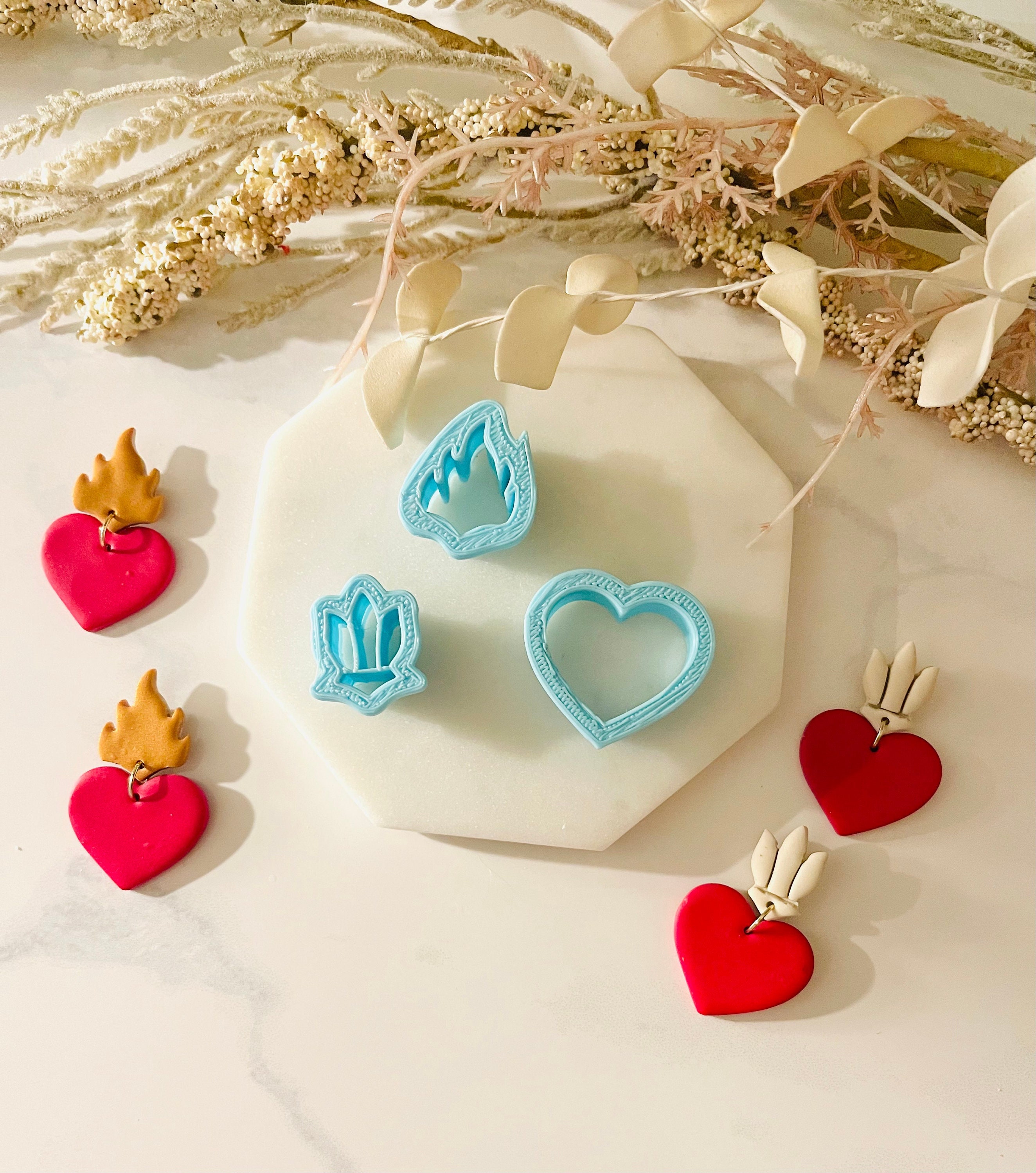 Sacred Heart Clay Cutter Shape Cutter for Polymer Clay Earrings Love Heart  Clay Cutter for Jewlery and Earrings Mexican Folk Art 