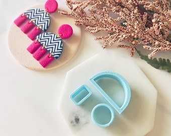 Geometric Polymer Clay Cutter Set: Half Circle, Rectangle, Circle Stud