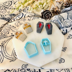 Halloween Stud Earring Cutters: Coffin & Tombstone Clay Cutters