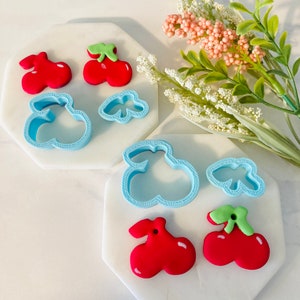 Cherry Shape, Cherries, Fruit Outline, Leaf Shape, Clay Cutter, Clay Mold, Polymer Clay Cutter, Clay Cutter, 3D Polymer Clay Cutter Set image 8