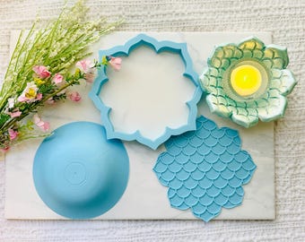 5" Flower Trinket Dish Cutter Mold | Clay Bowl Cutter Set | Ceramic Slab Building Tool | Air Dry Clay Mold & Texture Stamp