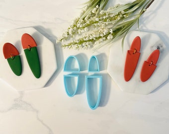 Long and Short Drop, Clay Cutters, Abstract Shape Cutter, Dangle Earrings, Pill Shape, Pendant Shape, Clay Mold, 3D Polymer Clay Cutter Set