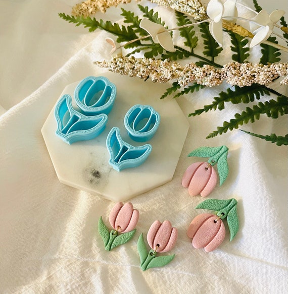 Tulip Polymer Clay Cutter Set: Floral Earring Mold