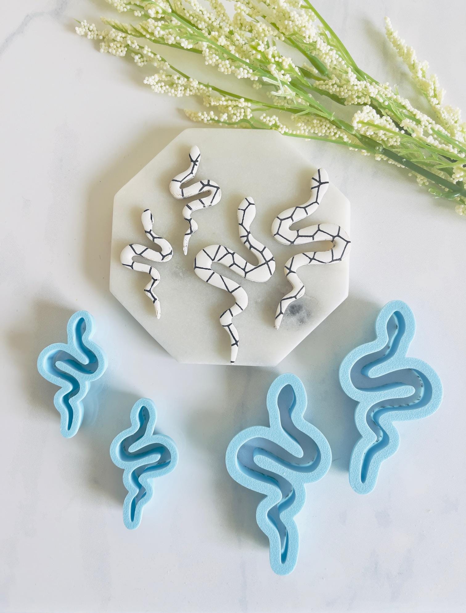 スネーククレイカッターセット：鏡面ポリマークレイモールド、アート