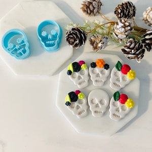 Sugar Skull, Clay Cutter and Stamp, Skeleton Silhouette, Skull Shape, Dia De Los Muertos, All Saints Day, Clay Mold, 3D Clay Cutter Set