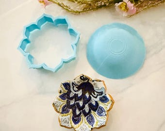 Mini Flower Trinket Dish Cutter and Bowl Mold | Clay Tool |Air Dry and Ceramic Clay Cutter | Jewelry Dish DIY | Small Clay Dish
