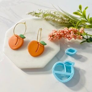 Peach, Clay Cutter, Peach Shape, Leaf Shape, Leaf Cutter, Fruit Shape, Clay Mold, 3D Polymer Clay Cutter Set