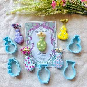 Juego de cortadores de arcilla para mini jarrones / Cortadores de jarrones pequeños para flores / Jarrones magnéticos DIY / Molde para recuerdos de baby shower / 5 formas