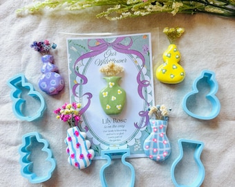 Mini Vase Clay Cutter Set | Tiny Flower Vase Cutters | DIY Magnet Vases | Shower Favor Mold | 5 Shapes