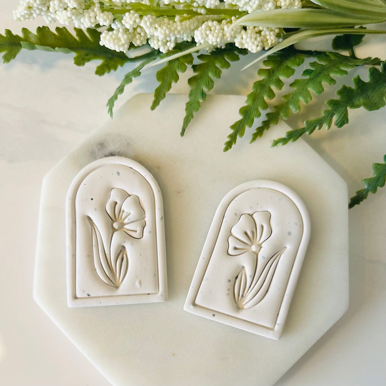 Arch with Outline, Polymer Clay Stamp, Flower Stamp, Small and Large Arch Window Shape, Minimalist Clay Cutter, 3D Polymer Clay Cutter Set image 3