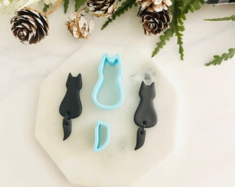 Juego de cortadores de arcilla con forma de gato y cola: cortadores de arcilla polimérica para aretes