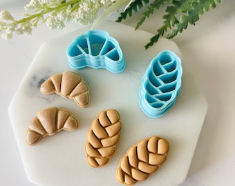 Croissant and Challah Cutter Set, Polymer Clay Cutter, Bread Shape, Cookie Cutter, Food Shape Clay Cutters, 3D Polymer Clay Cutter Set