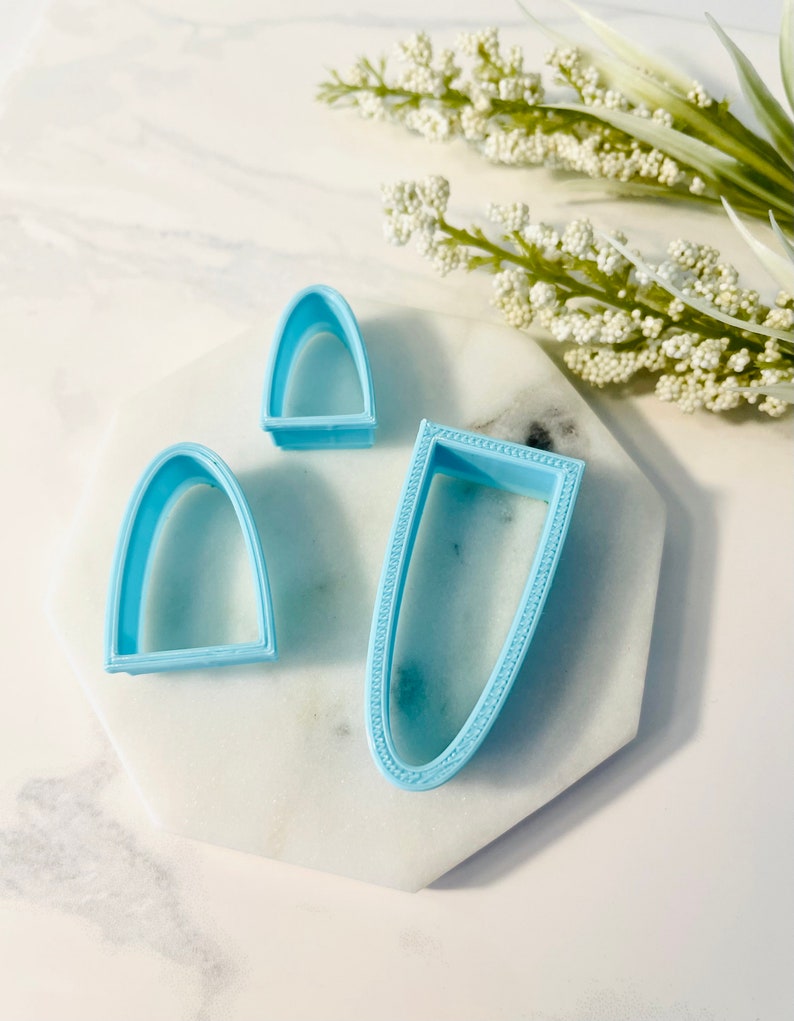 Long and Short Drop, Clay Cutters, Abstract Shape Cutter, Dangle Earrings, Pill Shape, Pendant Shape, Clay Mold, 3D Polymer Clay Cutter Set image 6