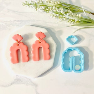 Scalloped U Shape Clay Cutter, Scalloped Stud, Clay Mold Set, Fan Shape, Arch Shape Pendant, Cookie Cutter, 3D Polymer Clay Cutter Set