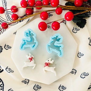 Reindeer Clay Cutter Set: Holiday Stud Earrings, Polymer Clay Mold