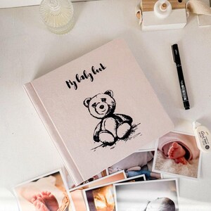 gender neutral baby photo album gift for gender party , velvet memory book, baby first year photo book, custom handmade, girl or boy album