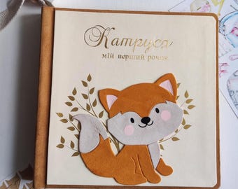 Álbum de fotos personalizado para niña con zorro, álbum de recortes, álbum de fotos hecho a mano, álbum de fotos hecho a mano de 4 x 6 pulgadas