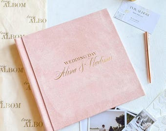 Personalized Velvet Wedding Guest Book: Handmade Velvet Photo Album
