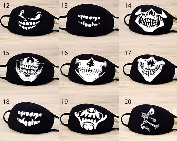 Halloween Face Mask Expression Teeth Skull Skeleton Face | Etsy