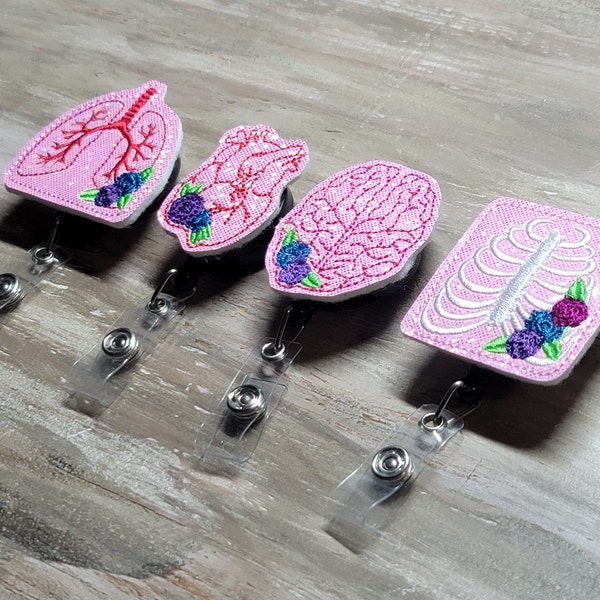 Human Organ with Flowers | lungs | heart | brain | ribs | flowers | human organ badges | human anatomy badges | medical badges