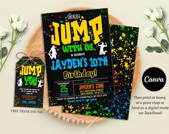 Trampoline Park Birthday Party Invitation, Trampoline Park Invite, Jump ...